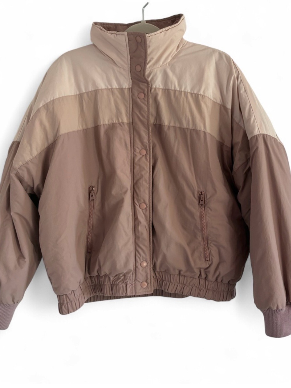 🌸 American Eagle Tri-Color Colorblock Puffer Jacket Blush Pink/Mauve 🌸 - Large